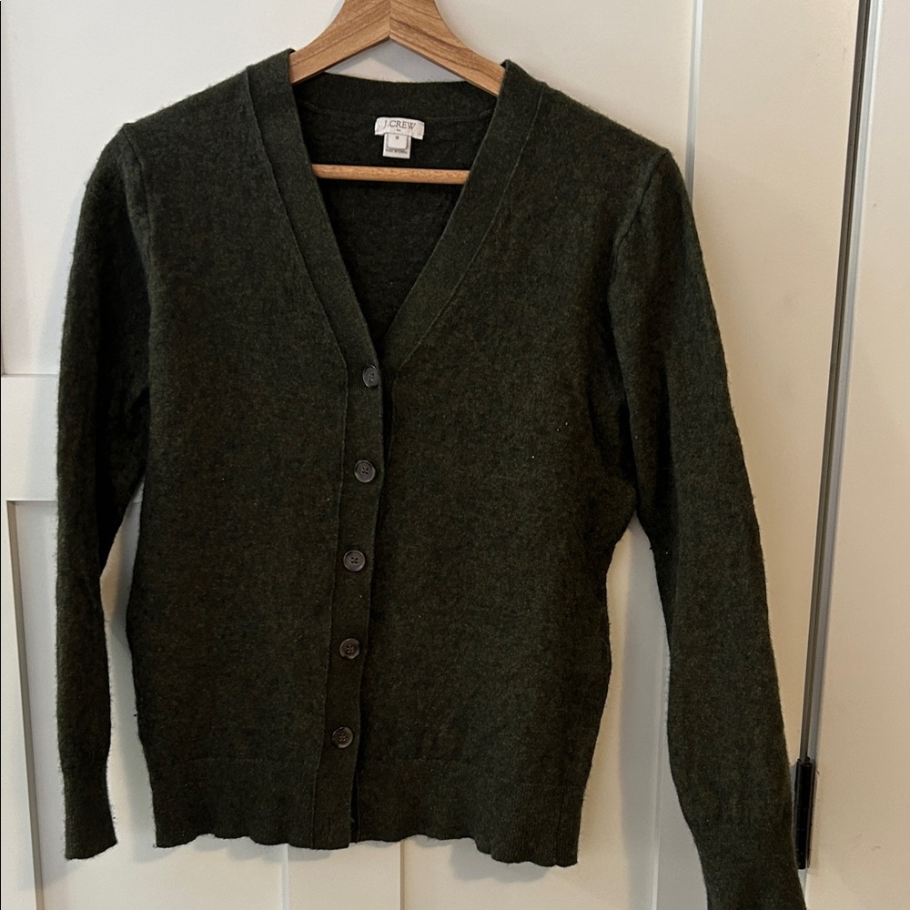 J. Crew Forest Green V-Neck Cardigan